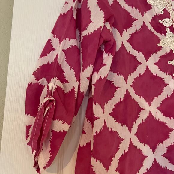 Roberta Roller Rabbit  Pink and White Detail Tunic Coverup Size Small - Picture 4 of 7